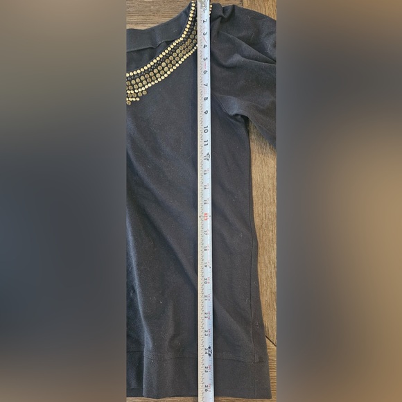 St. John Black Top Cotton Blend Metallic Beaded Gold Black White Size Large top - Picture 6 of 7